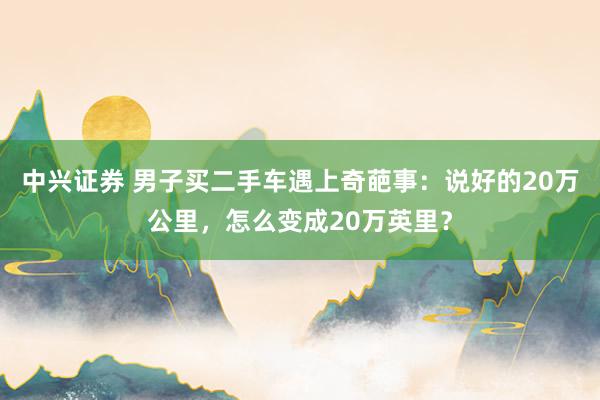 中兴证券 男子买二手车遇上奇葩事：说好的20万公里，怎么变成20万英里？