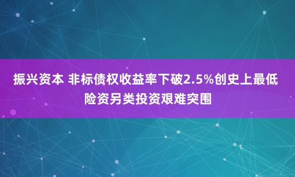 振兴资本 非标债权收益率下破2.5%创史上最低 险资另类投资艰难突围